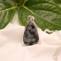 Image 1 of Teardrop Snowflake Obsidian Necklace Pendant