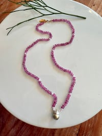 Pink Tourmaline + Tahitian pearl necklace one of a kind 
