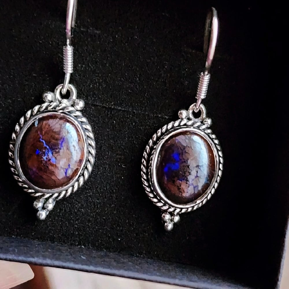 Image of Queens Armour Boulder Opals in Sterling Silver - Ring & Earrings Set