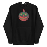 Image 2 of Long Sleeve Hoodie (Adult M/F) - Jack O Lantern Retro Orange Glow