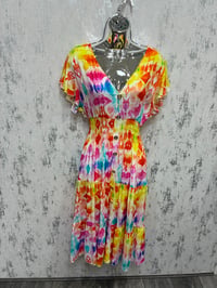 Honey - V Neck Angel Sleeve Midi Dress 