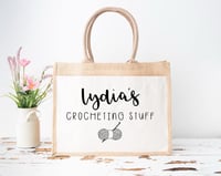 Image 2 of Crocheting / Knitting Stuff Personalised Jute Bag 