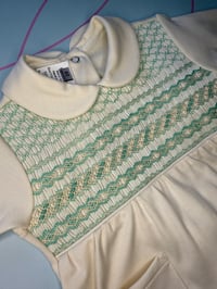 Image 3 of boys cream/mint smocked babygrow
