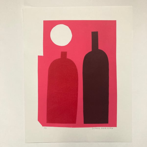 Image of Bottles and Moon  monoprints