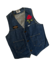 early 70s Wrangler denim vest with rose and harley patches 