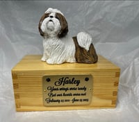 Image 3 of Custom Engraved Shih Tzu Lhasa Apso Urn Pet Portrait Figurine To Your Dog's Photo