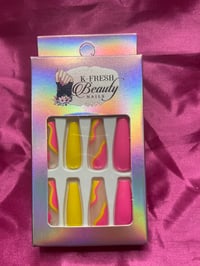 Image 1 of Nails - Long (Pink/Yellow)