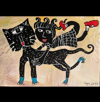 Image 1 of Skate kitty original painting on canvas