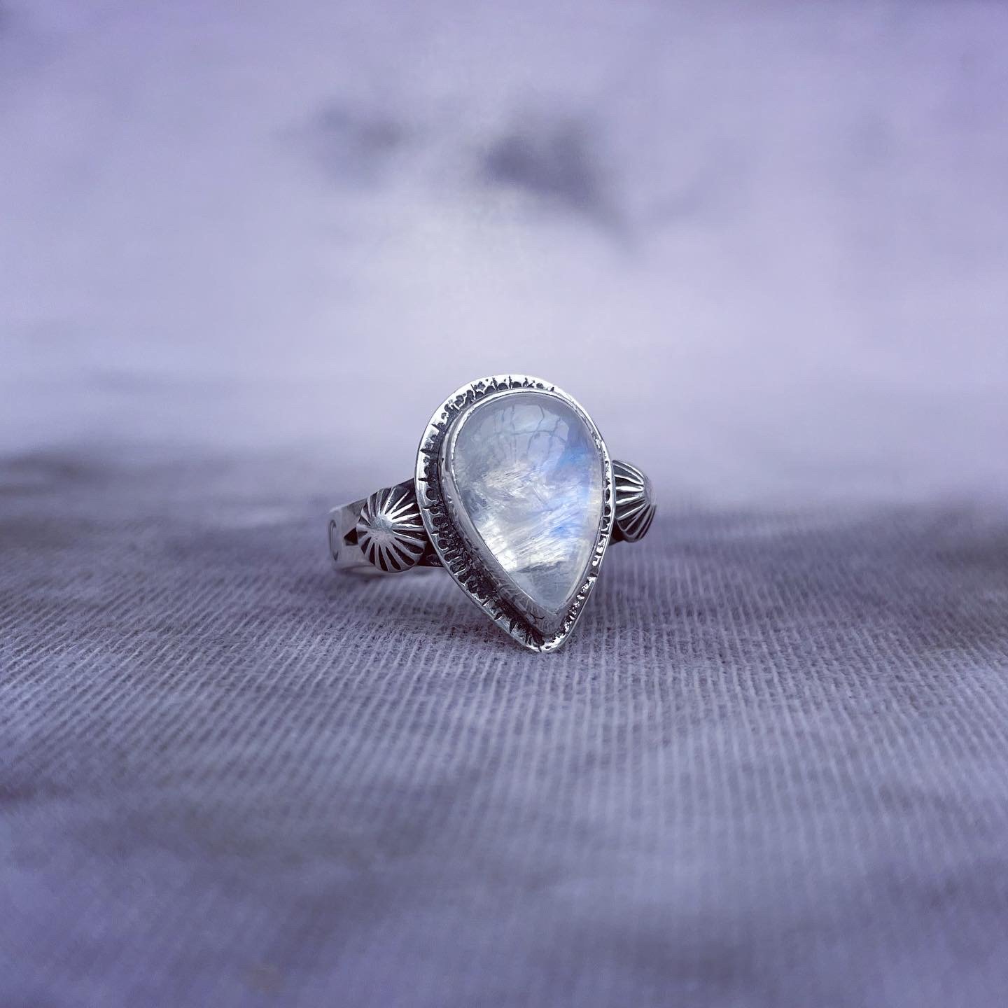 Image of Handmade Sterling Silver Celestial Moonstone Ring p