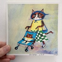 Image 4 of Small square art print -Baby cat 