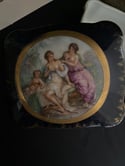 Boite à bijoux en porcelaine de Limoges, décor bleu et or fin