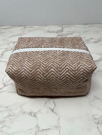 Image 4 of Handmade Brown Herringbone Boxy Pouch