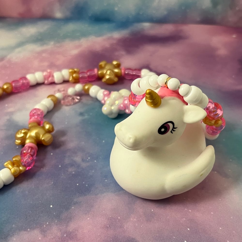 Image of Unicorn Rubber Ducky Kandi Necklace
