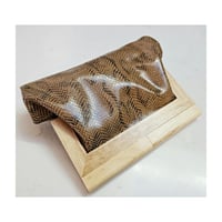 Image 5 of Snake Embossed Leather & Timber Clutch