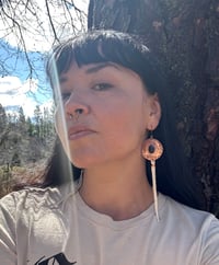 Image 2 of copper medallion earrings with leather 