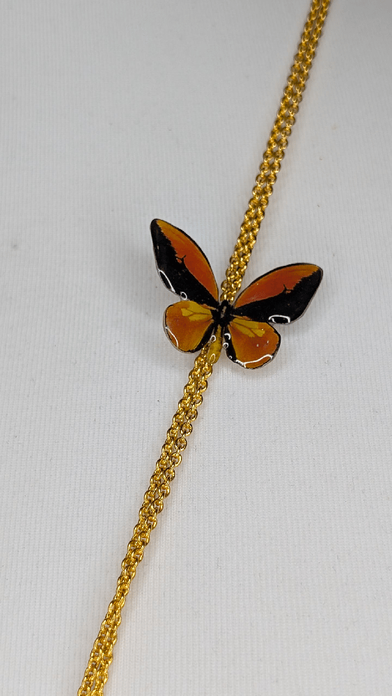 Image of OOAK Purple Rose & Art Butterfly Necklace 