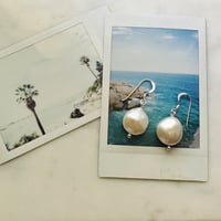 Image 4 of Coin Pearl and Sterling Silver Earrings 