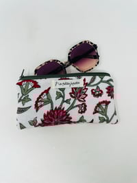 Image 1 of Pochette de transport à lunettes coton matelassé indien bordeaux et kaki