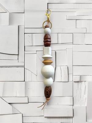 Image of BRANCUSI BAG CHARM / KEYCHAIN : WHITE & WOOD #2