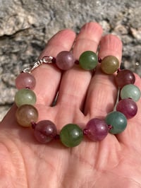 Image 3 of Afghan Tourmaline Hand Knotted Gemstone Bracelet with Sterling Silver Clasp, Adjustable Length