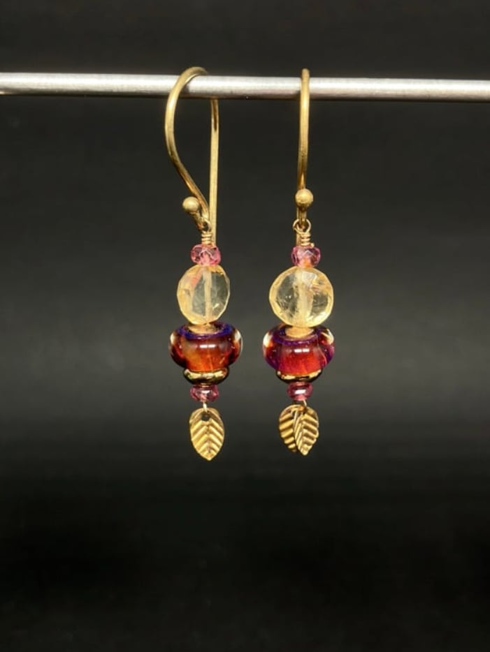 Citrine Leaf Earrings 