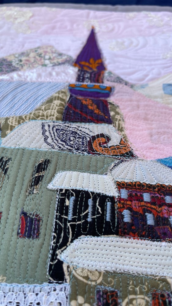 Elsa's Castle - art quilt painting, 77х45 cm Image 7