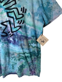 Image 5 of ♻️ UPCYCLED XXL Keith Haring Tee in Mermaid Watercolor Ice Dye