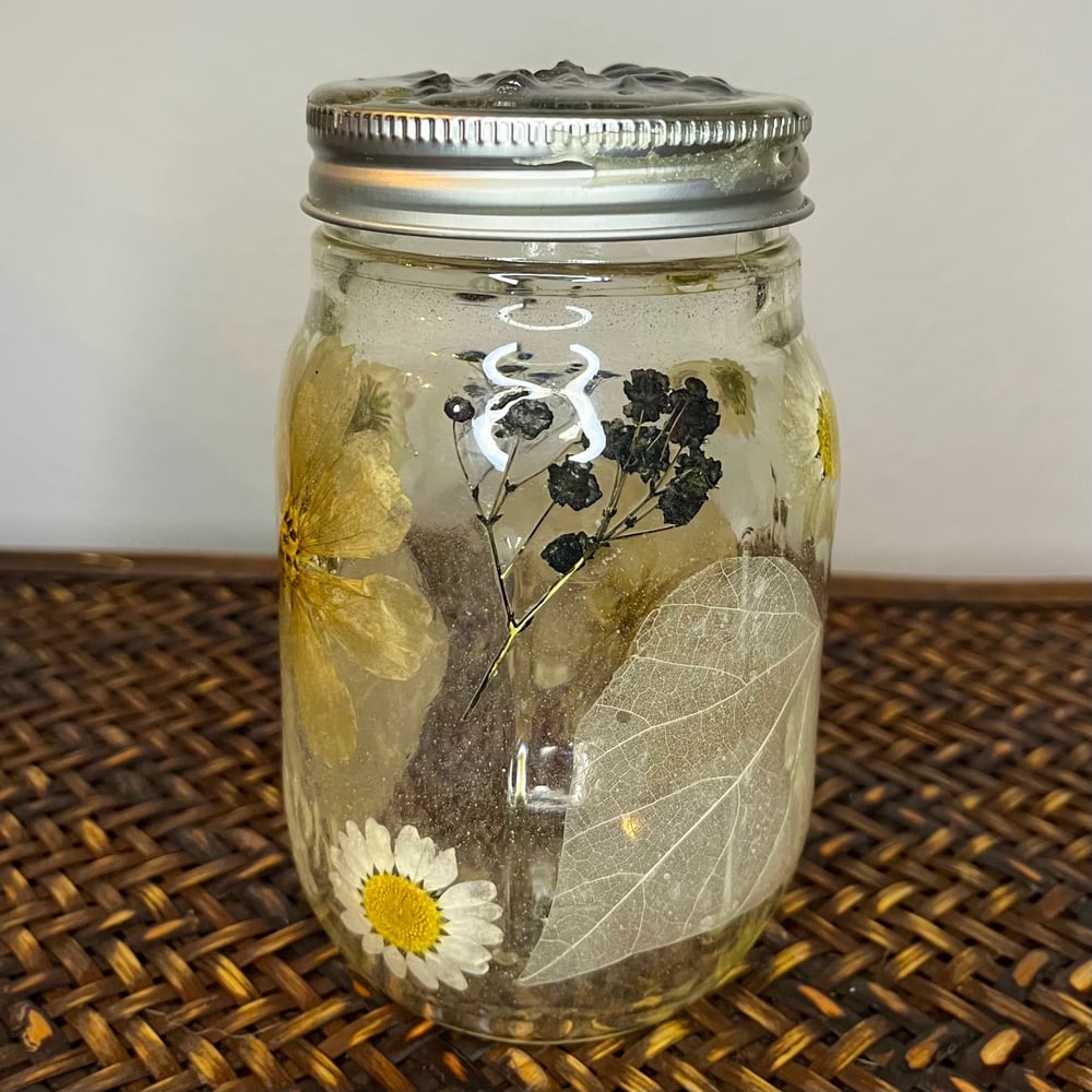 Image of labradorite floral mason jar