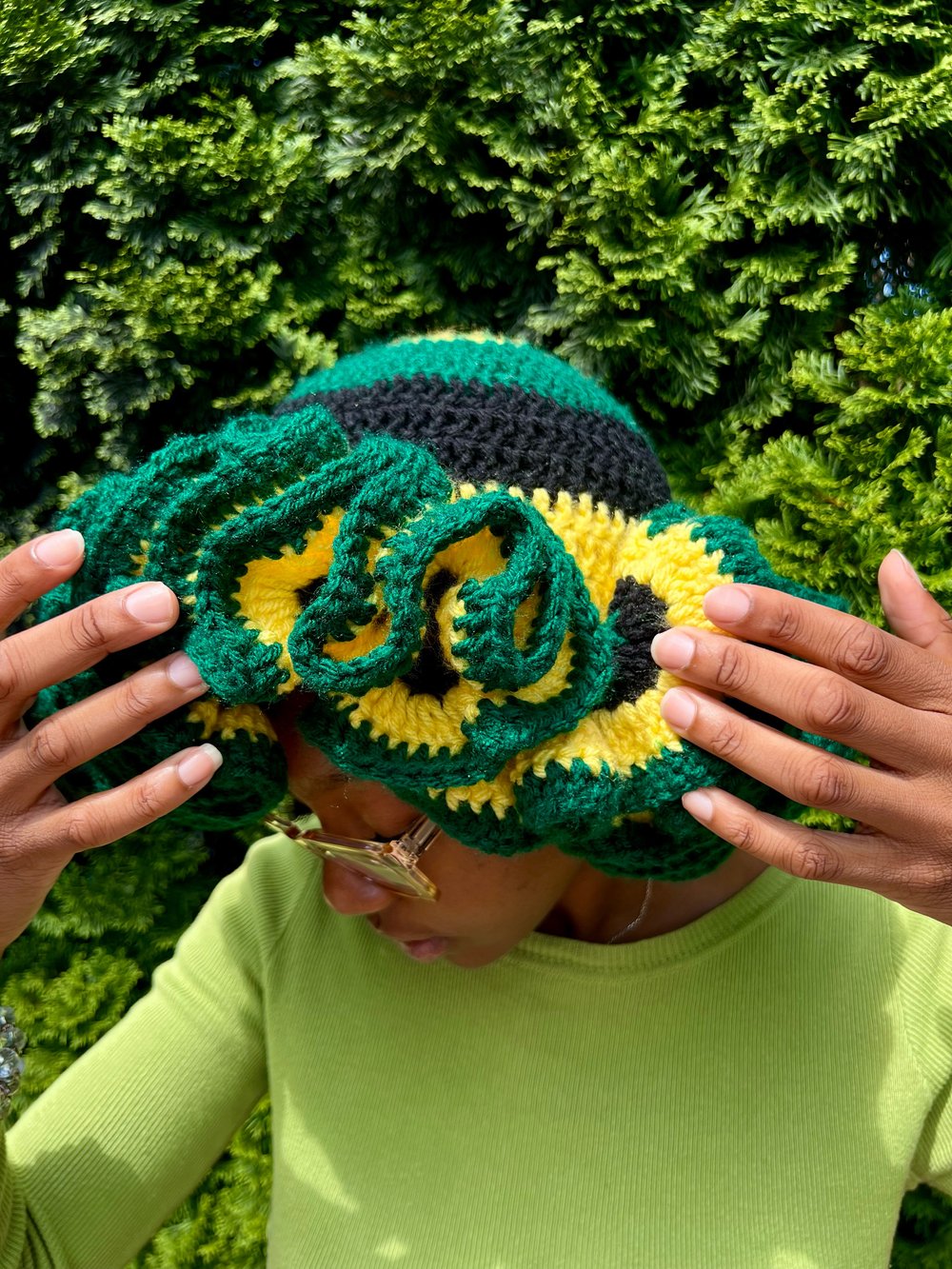 Image of Jamaican Ruffle Hat 🇯🇲💛💚