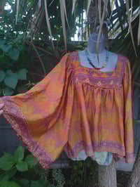 Image 9 of Gypset smock Top yellow mellow multi pinks