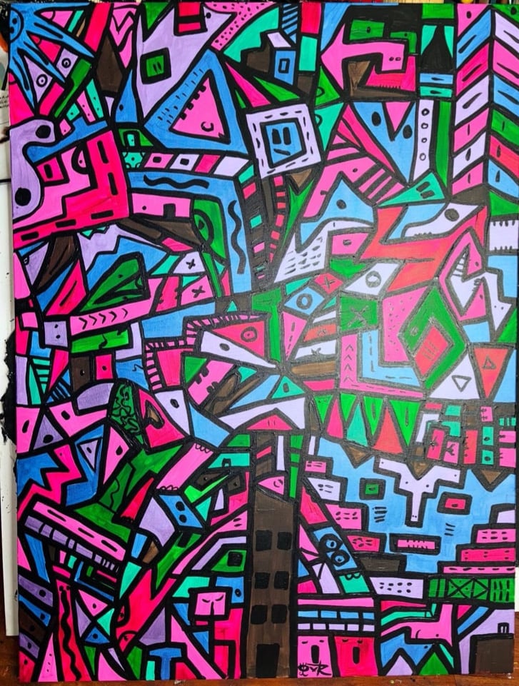 Image of Pink-ish City Painting 36x48