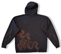 Image 2 of “RIBCAGE” CUSTOM BLEACH PAINTED ZIP UP HOODIE XL