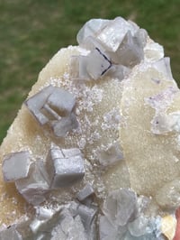 Image 19 of Large QR Code Fluorite On Druzy Quartz Matrix Specimen #2628