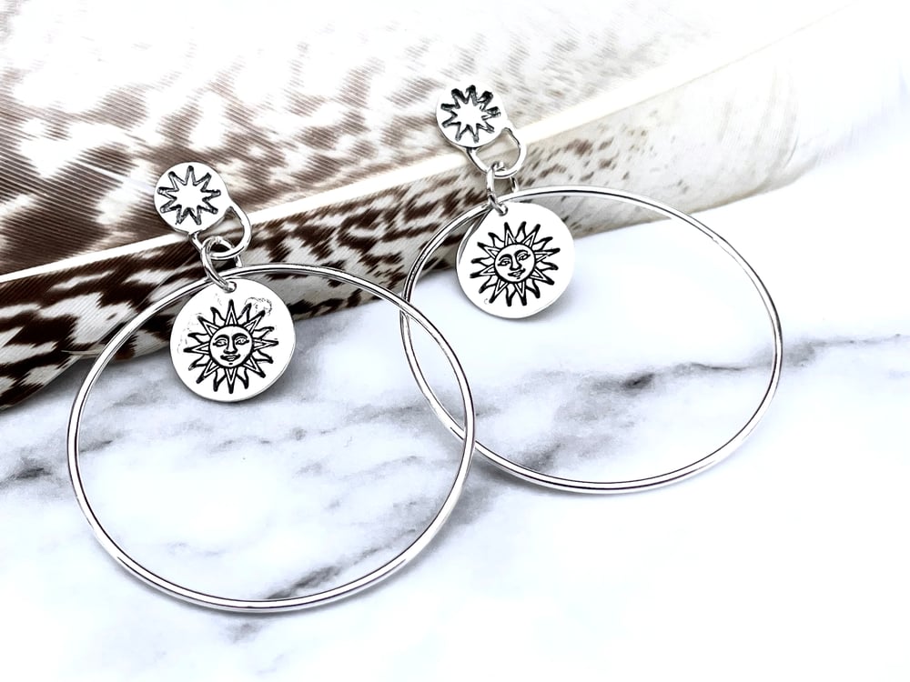 Handmade Sterling Silver Sunshine Hoop Earrings