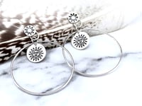 Image 4 of Handmade Sterling Silver Sunshine Hoop Earrings 