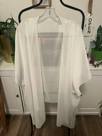 Image 1 of White sheer cover up with tassels