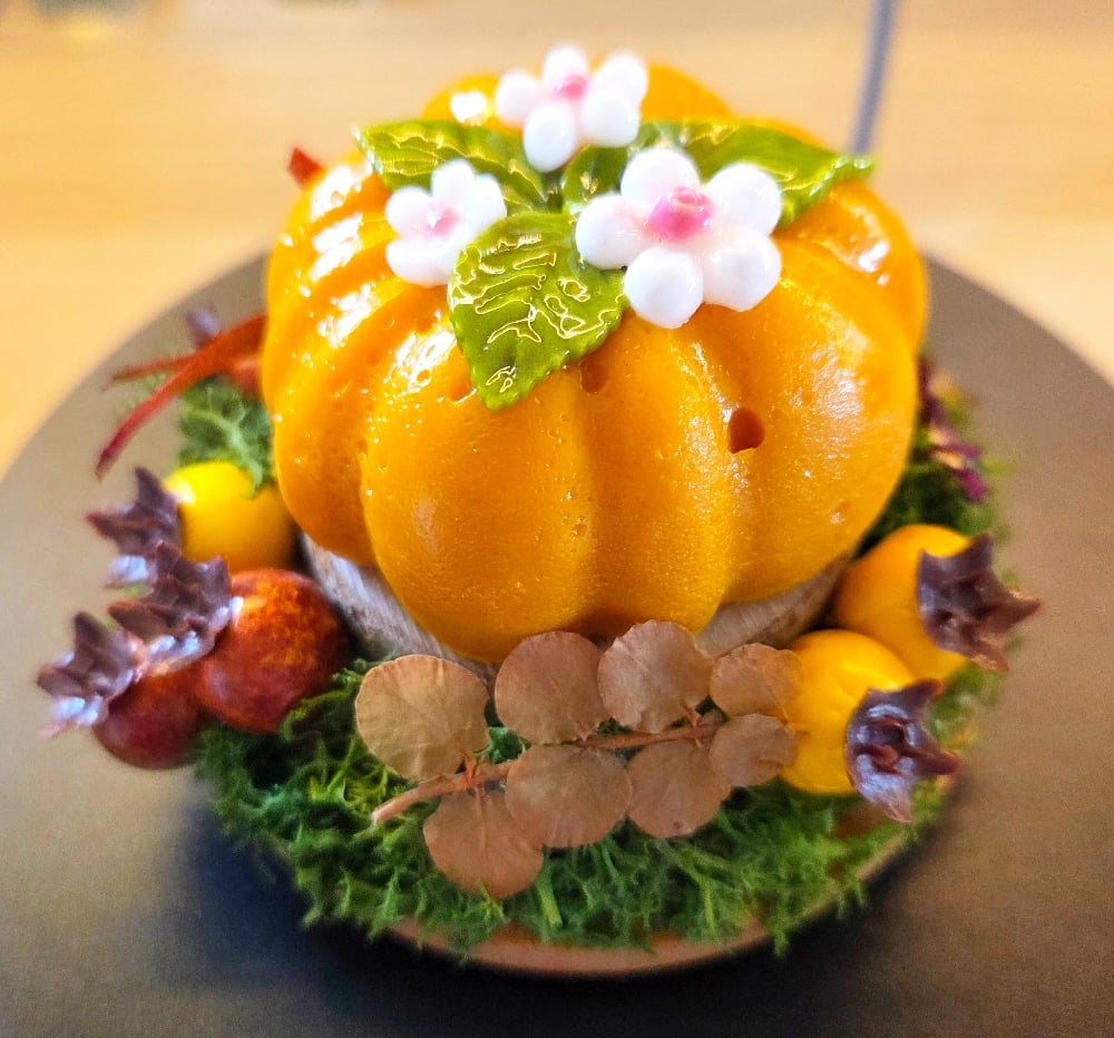 Image of Fused Glass and mixed media Autumn table decoration.