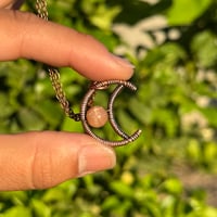 Image 4 of Peach Moonstone Copper Moon Pendant 🌙💘