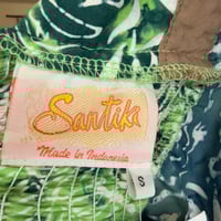 Image 4 of Original Batik Print Blue and Green Crochet Sundress by Santiki - NWT - Lillian -Size Small 