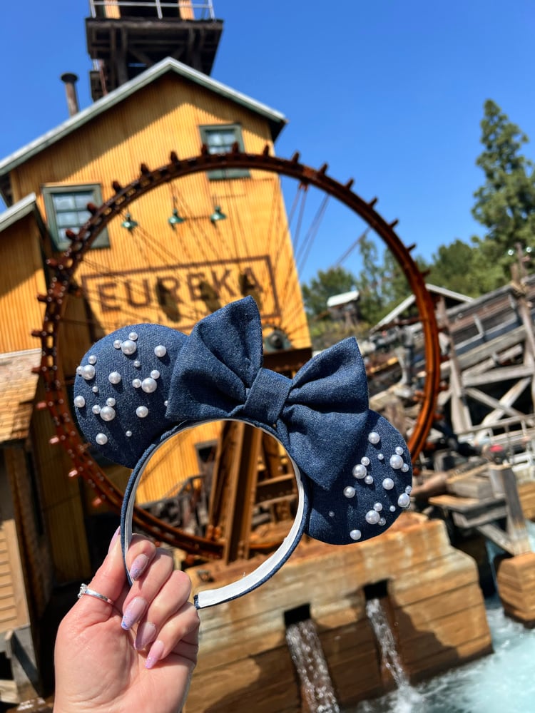 Image of Denim Pearl Hidden Mickey Ears
