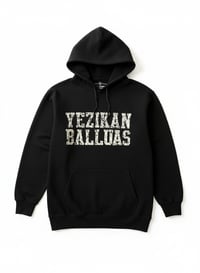 Image 3 of YB Black Eroded Print Heavy Blend Fleece Pullover Hoodie