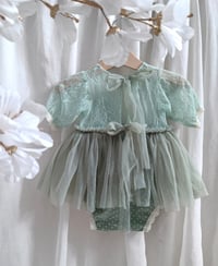 Image 3 of Sitter girls body-dress with flowers | Stella | sage