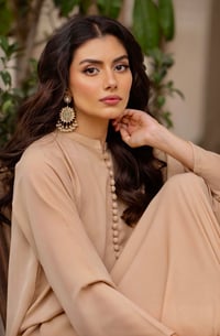 Image 3 of Mid season solids- nude beige georgette