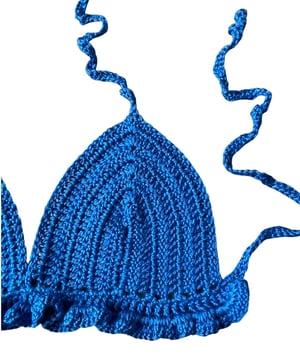 Image of Royal Blue Basic Ruffle Crochet Top