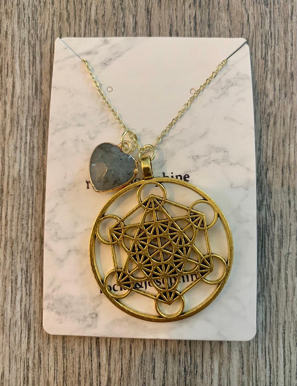 Image of Reiki Charged Metatron's Cube Labradorite Heart Healer