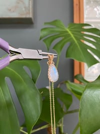 Image 3 of Gold Moonstone Teardrop Crystal Necklace