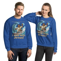 Image 6 of I Ride With Jesus Surfing Dark Unisex Sweatshirt