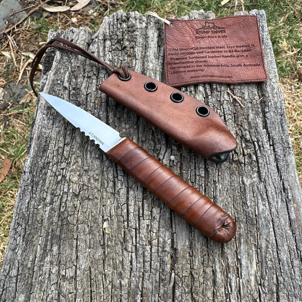 Image of 65mm Neck Knife  leather magnacut