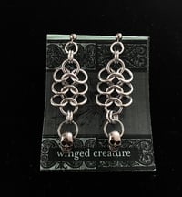 Image of skull chainmail earrings