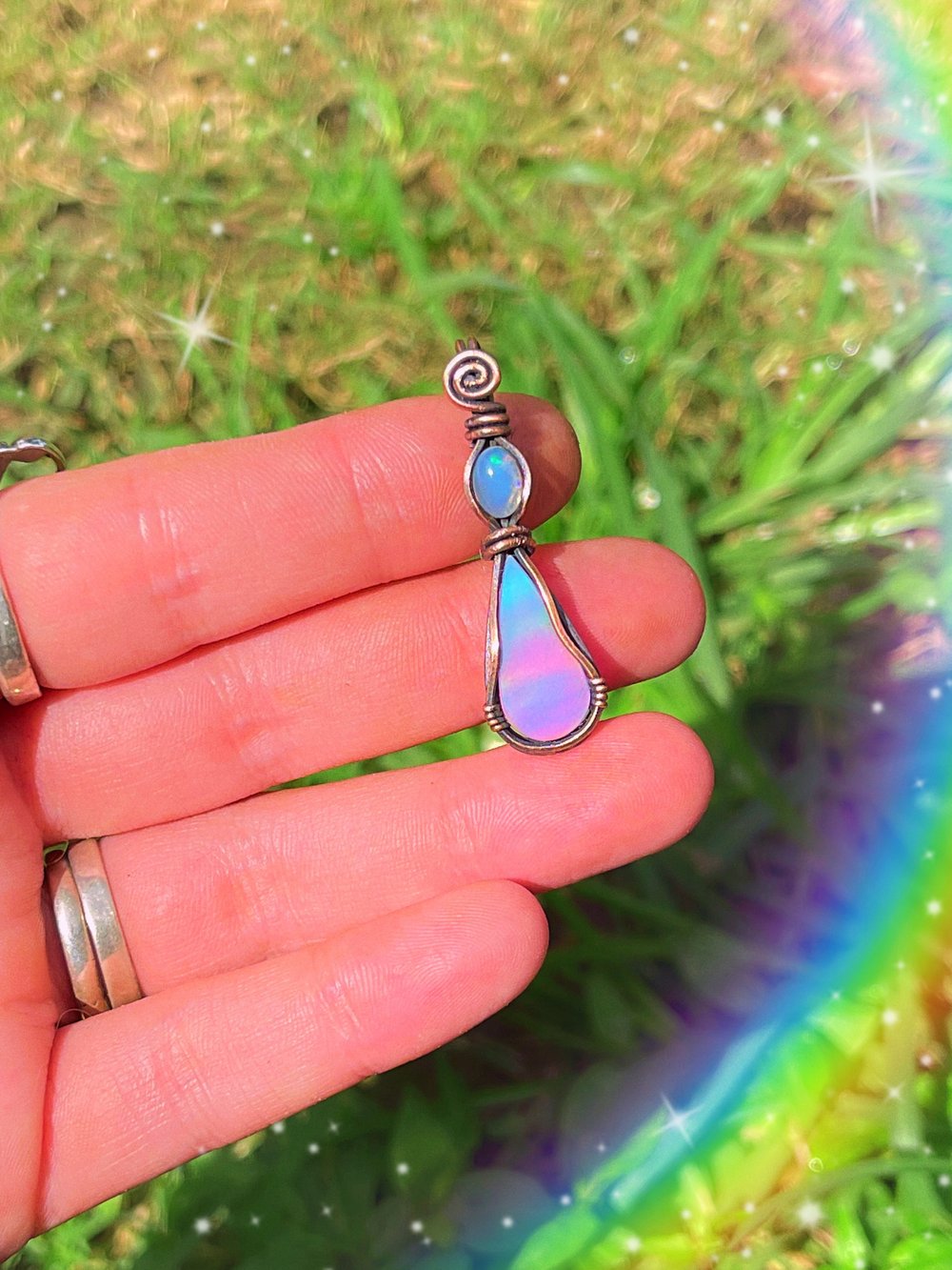 Aurora Opal Teardrop Pendant 🦋